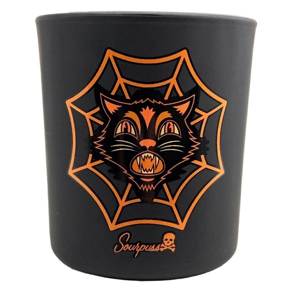 Sourpuss Halloween Soy Wax Goth Candle Black Cat Patchouli Vanilla Scented 5oz